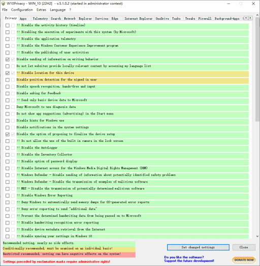 W10Privacy(系统隐私保护工具) 汉化绿色版