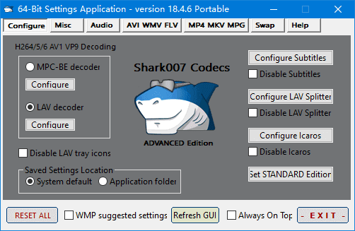 Shark007 Codecs(多媒体编解码器套件) 便携版
